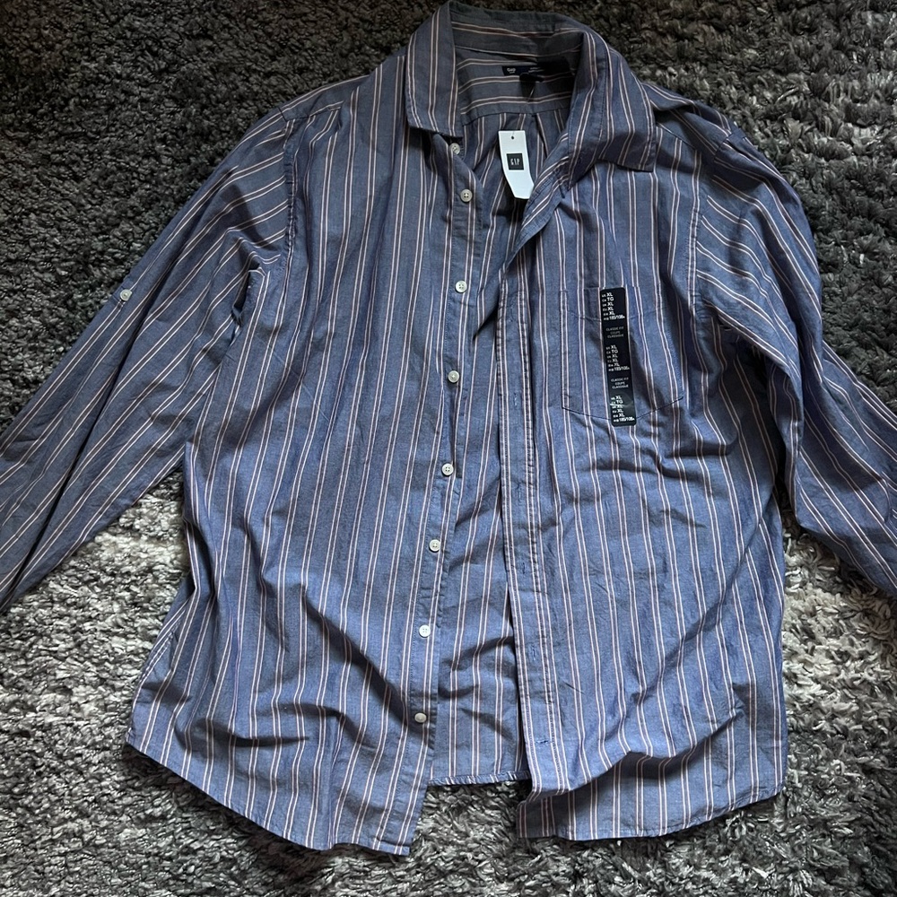 GAP Men's Casual Blue Striped Shirt
